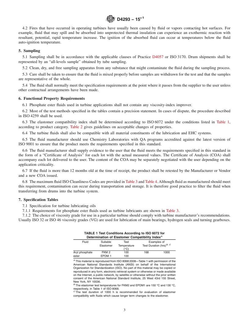 REDLINE ASTM D4293-15e1 - Standard Specification for Phosphate Ester Based Fluids for Turbine Lubrication and Steam  Turbine Electro-Hydraulic Control (EHC) Applications