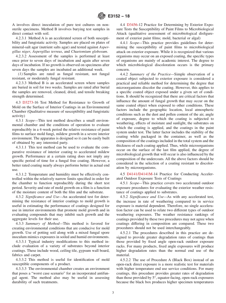 ASTM E3152-18 - Standard Guide for Standard Test Methods and Practices Available for Determining  Antifungal Activity on Natural or Synthetic Substrates Treated with  Antimicrobial Agents