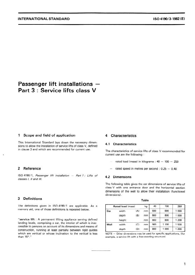 ISO 4190-3:1982 - Passenger lift installations