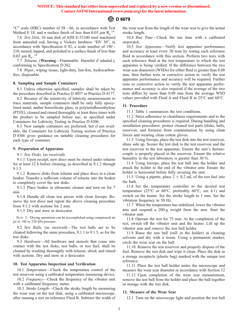 ASTM D6079-99 - Standard Test Method for Evaluating Lubricity of Diesel Fuels by the High-Frequency Reciprocating Rig (HFRR)