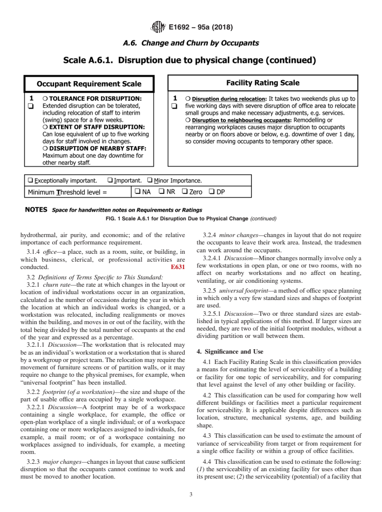 ASTM E1692-95a(2018) - Standard Classification for Serviceability of an Office Facility for Change and Churn by  Occupants