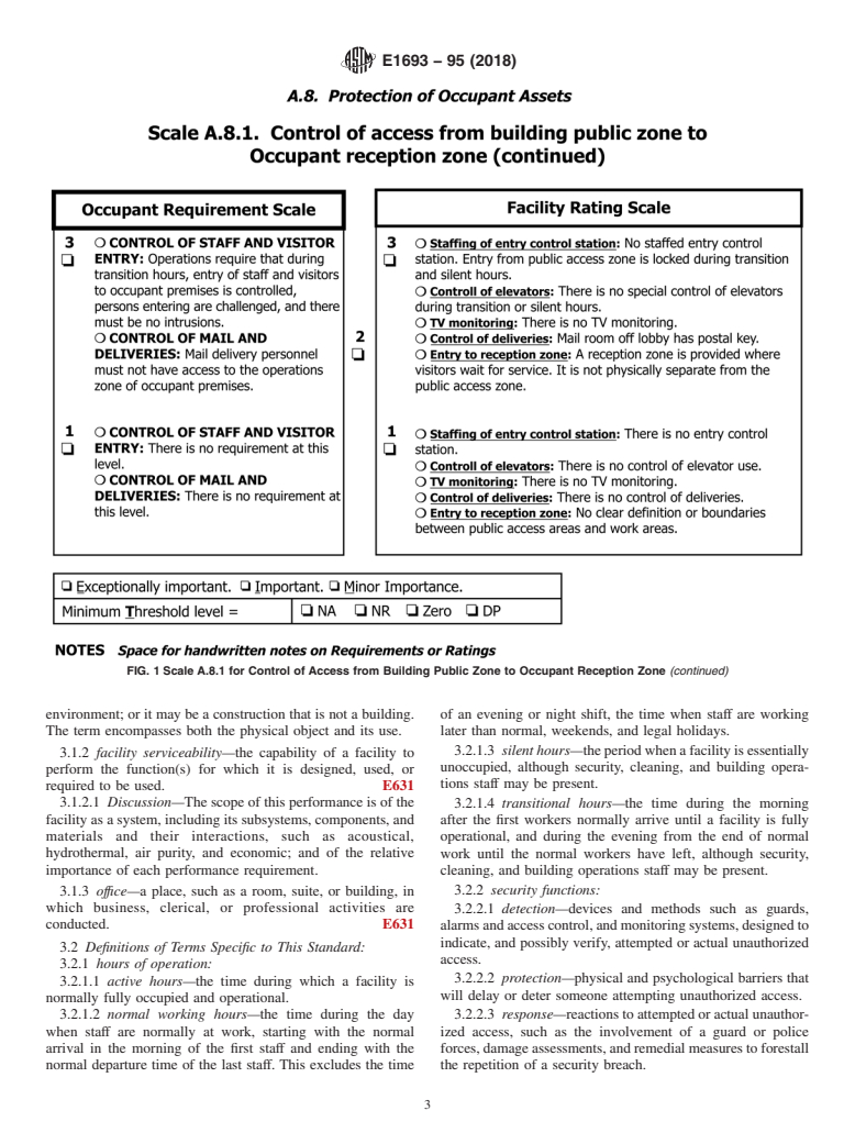 ASTM E1693-95(2018) - Standard Classification for Serviceability of an Office Facility for Protection of Occupant  Assets<rangeref></rangeref  >