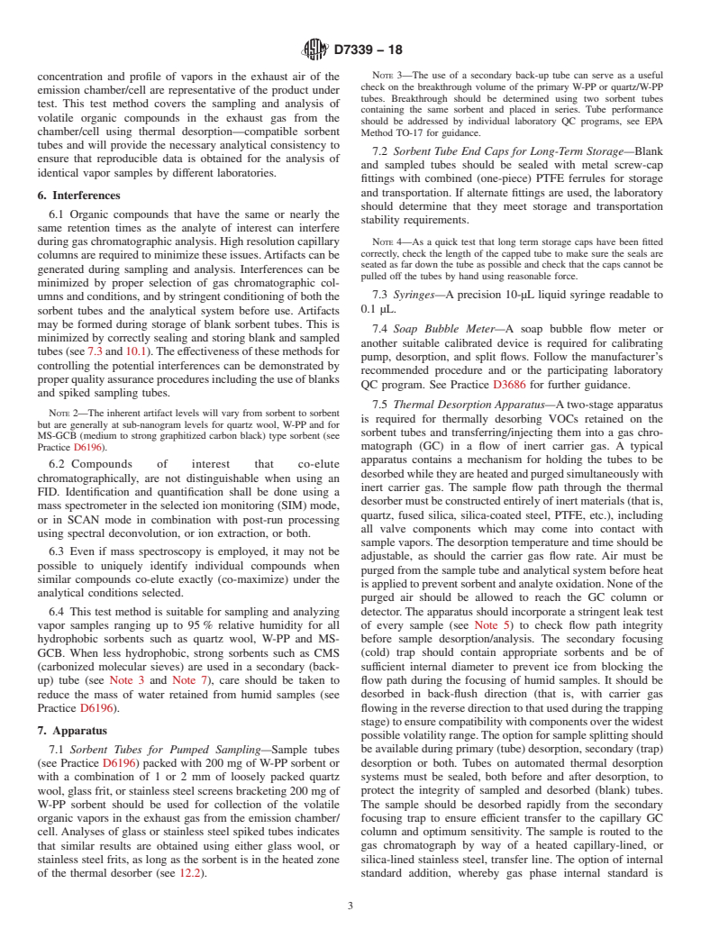 ASTM D7339-18 - Standard Test Method for  Determination of Volatile Organic Compounds Emitted from Carpet  using a Specific Sorbent Tube and Thermal Desorption / Gas Chromatography