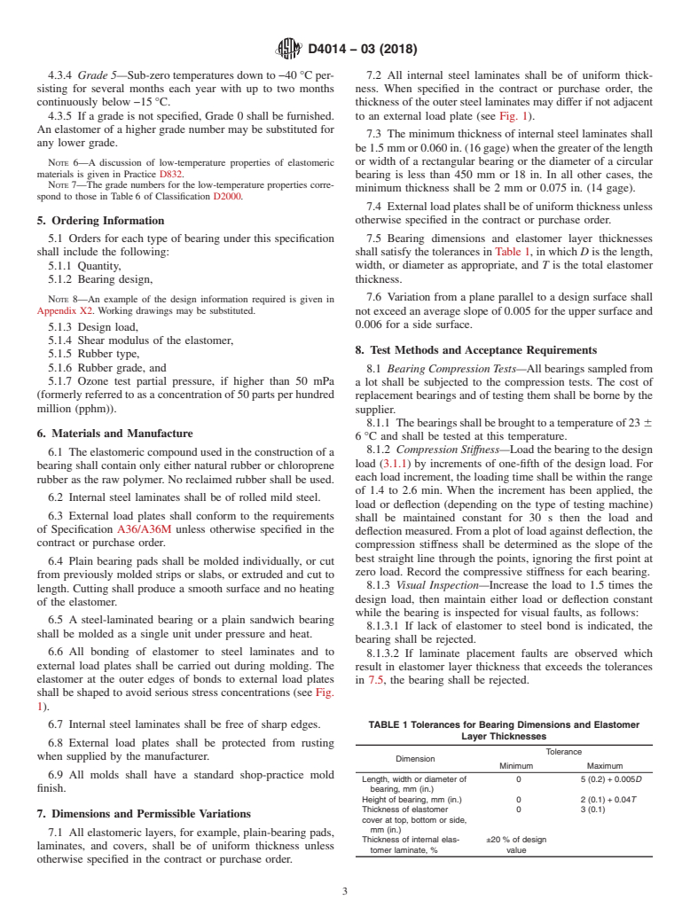 ASTM D4014-03(2018) - Standard Specification for Plain and Steel-Laminated Elastomeric Bearings for Bridges