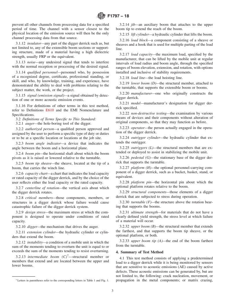 ASTM F1797-18 - Standard Test Method for  Acoustic Emission Testing of Insulated and Non-Insulated Digger   Derricks