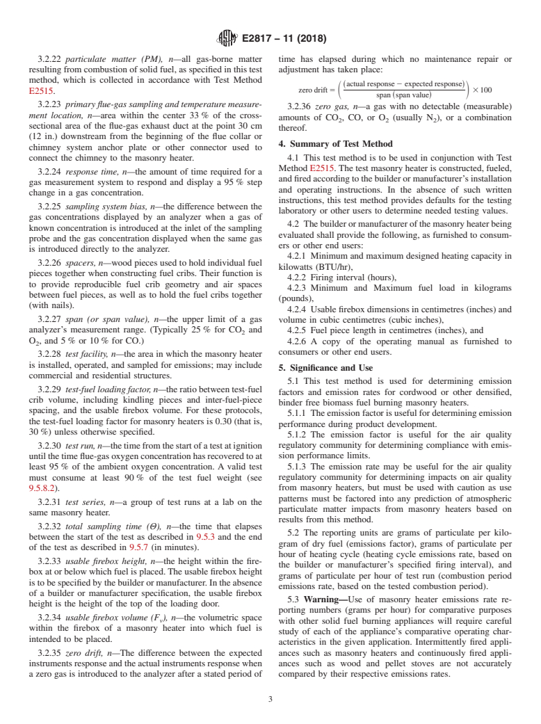 ASTM E2817-11(2018) - Standard Test Method for Test Fueling Masonry Heaters