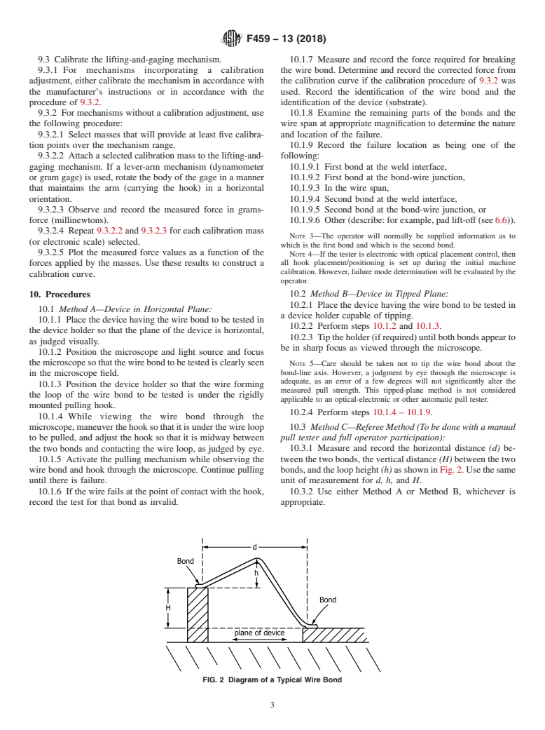 ASTM F459-13(2018) - Standard Test Methods for  Measuring Pull Strength of Microelectronic Wire Bonds (Withdrawn 2023)