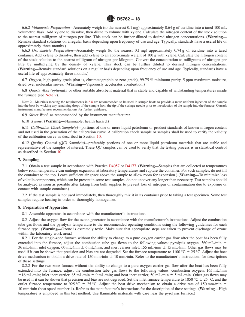 REDLINE ASTM D5762-18 - Standard Test Method for  Nitrogen in Liquid Hydrocarbons, Petroleum and Petroleum Products  by Boat-Inlet Chemiluminescence