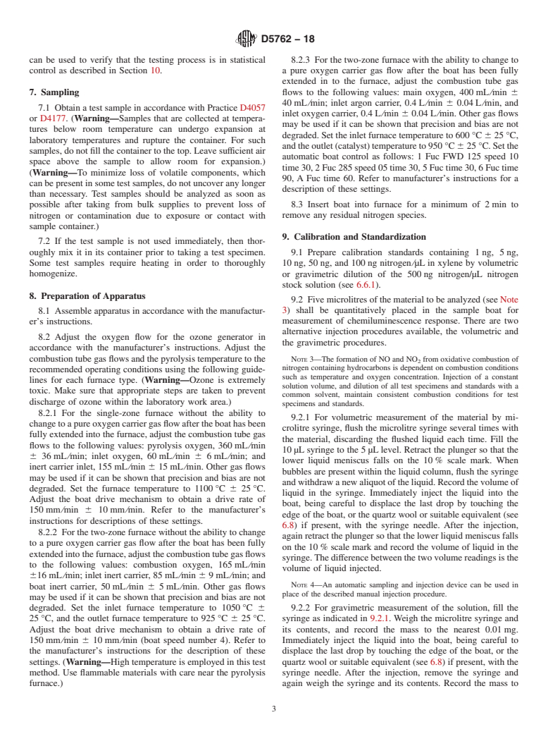 ASTM D5762-18 - Standard Test Method for  Nitrogen in Liquid Hydrocarbons, Petroleum and Petroleum Products  by Boat-Inlet Chemiluminescence