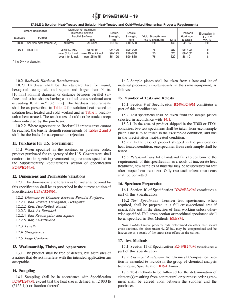 ASTM B196/B196M-18 - Standard Specification for Copper-Beryllium Alloy Rod and Bar