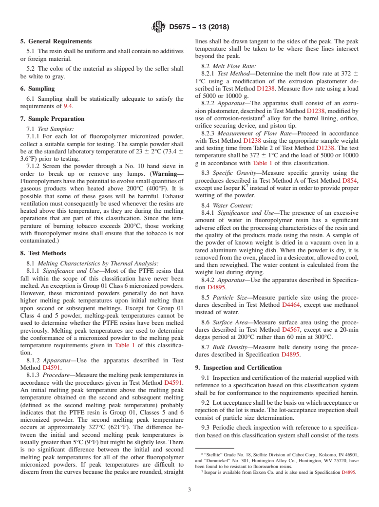 ASTM D5675-13(2018) - Standard Classification for  Low Molecular Weight PTFE and FEP Micronized Powders