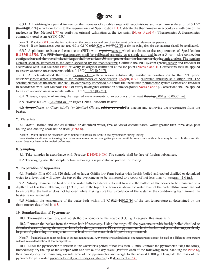 REDLINE ASTM D70-18 - Standard Test Method for  Density of Semi-Solid Asphalt Binder (Pycnometer Method)