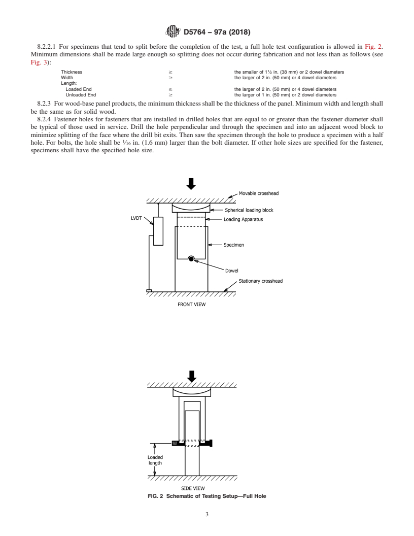 REDLINE ASTM D5764-97a(2018) - Standard Test Method for  Evaluating Dowel-Bearing Strength of Wood and Wood-Based Products