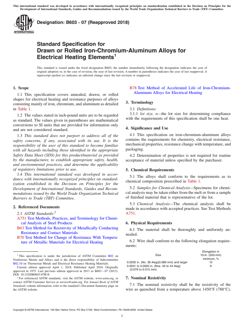 ASTM B603-07(2018) - Standard Specification for Drawn or Rolled Iron ...