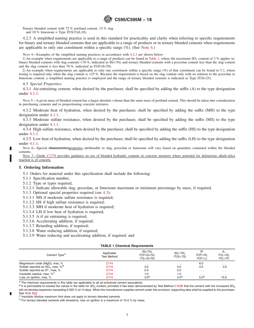 REDLINE ASTM C595/C595M-18 - Standard Specification for Blended Hydraulic Cements