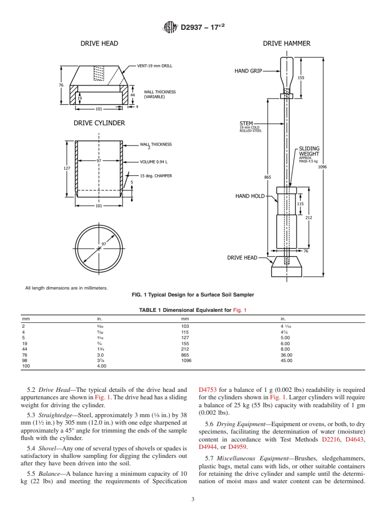 ASTM D2937-17e2 - Standard Test Method for Density of Soil in Place by the Drive-Cylinder Method