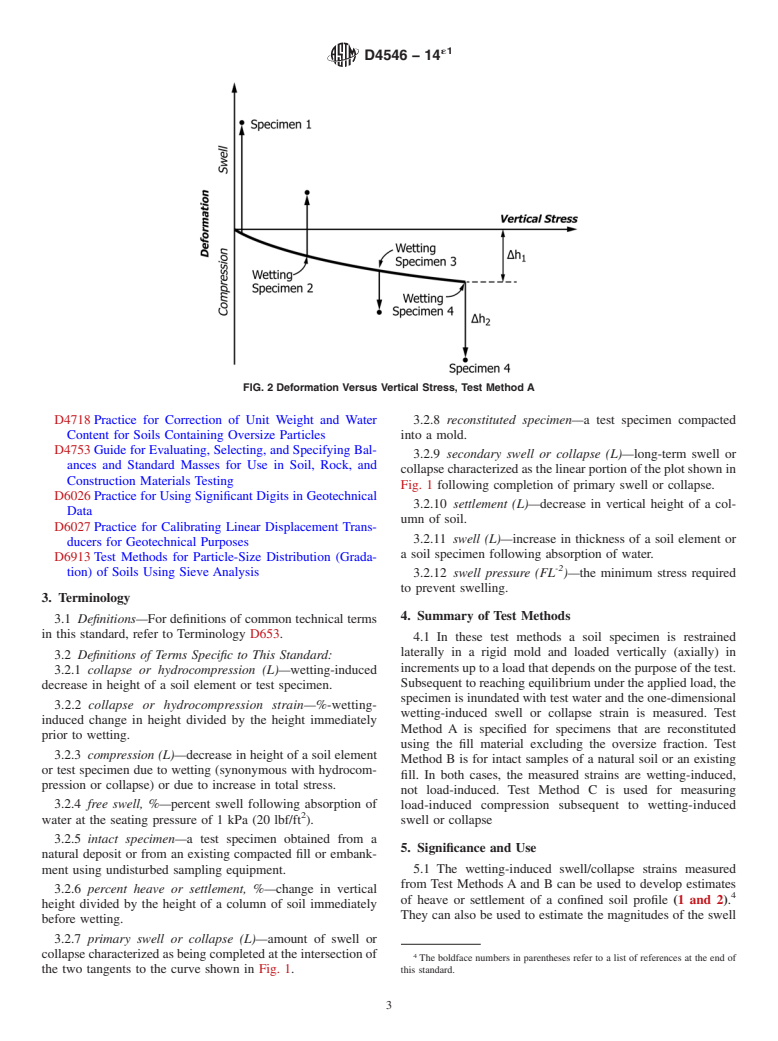 ASTM D4546-14e1 - Standard Test Methods for  One-Dimensional Swell or Collapse of Soils