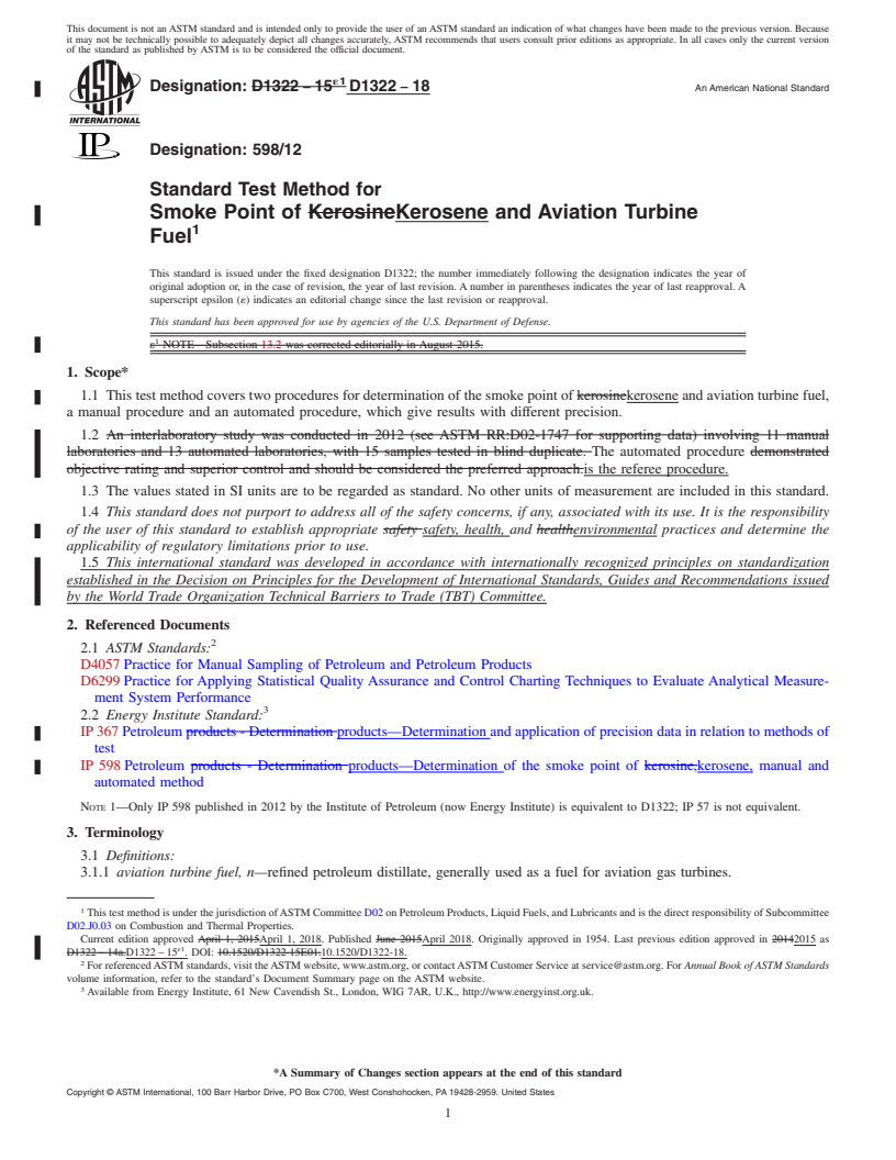 REDLINE ASTM D1322-18 - Standard Test Method for Smoke Point of Kerosene and Aviation Turbine Fuel