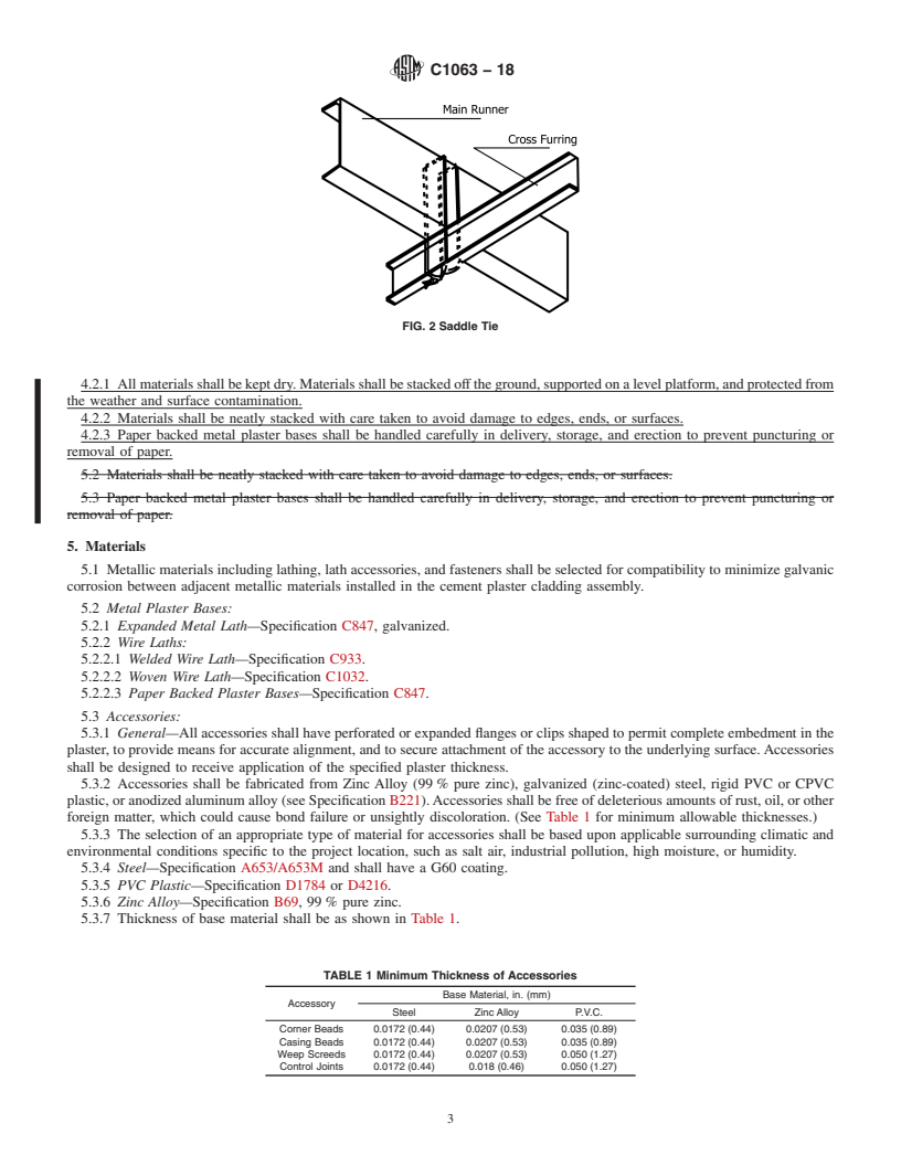 REDLINE ASTM C1063-18 - Standard Specification for Installation of Lathing and Furring to Receive Interior and  Exterior Portland Cement-Based Plaster