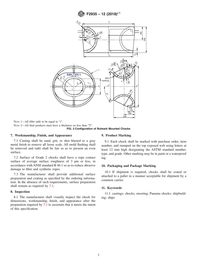 ASTM F2935-12(2018)e1 - Standard Specification for  Chocks, Panama, Mooring Cast Steel