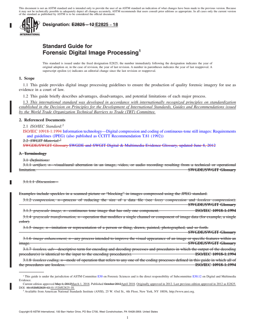 REDLINE ASTM E2825-18 - Standard Guide for  Forensic Digital Image Processing