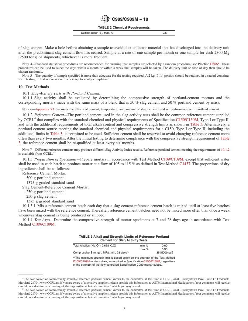 REDLINE ASTM C989/C989M-18 - Standard Specification for  Slag Cement for Use in Concrete and Mortars