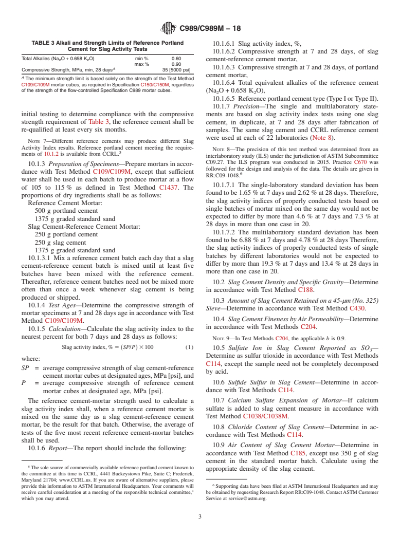 ASTM C989/C989M-18 - Standard Specification for  Slag Cement for Use in Concrete and Mortars