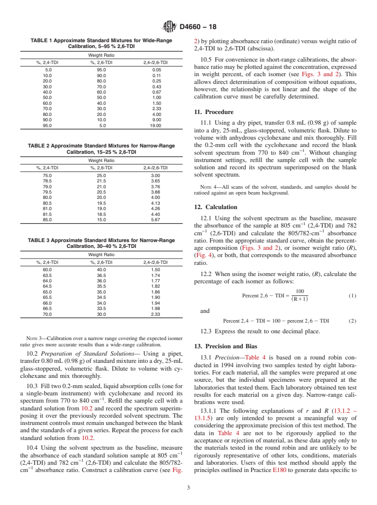 ASTM D4660-18 - Standard Test Methods for  Polyurethane Raw Materials: Determination of the Isomer Content  of Toluenediisocyanate