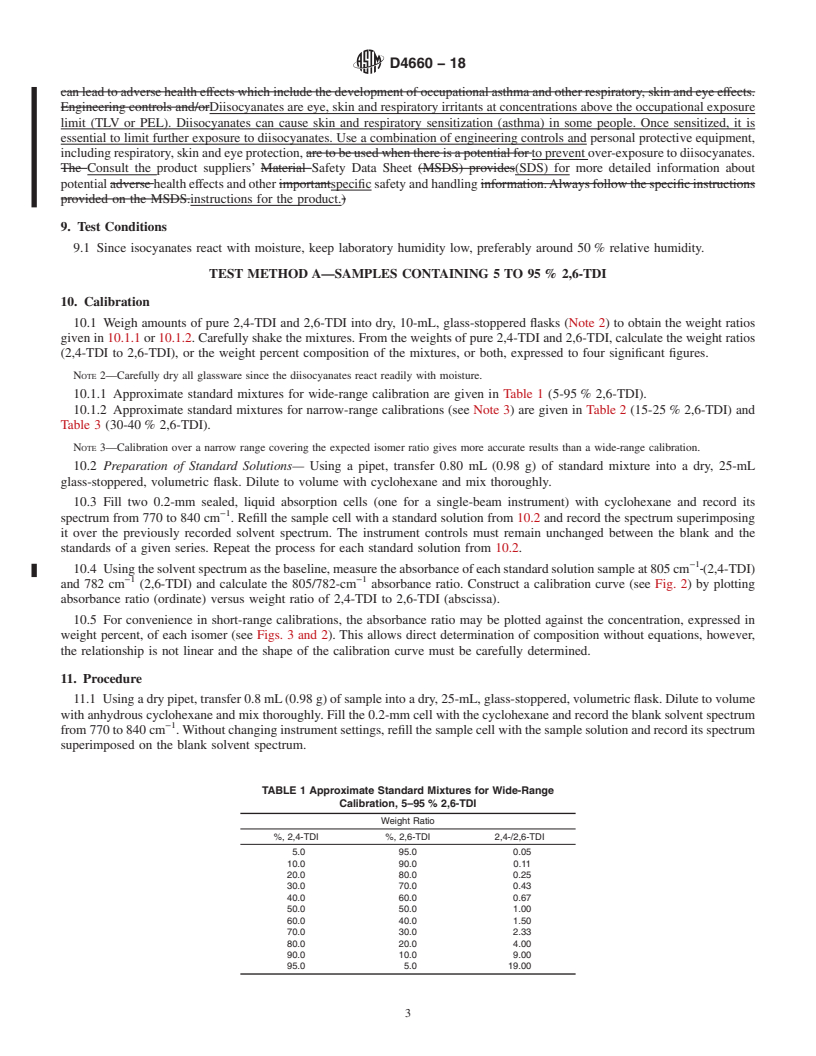 REDLINE ASTM D4660-18 - Standard Test Methods for  Polyurethane Raw Materials: Determination of the Isomer Content  of Toluenediisocyanate