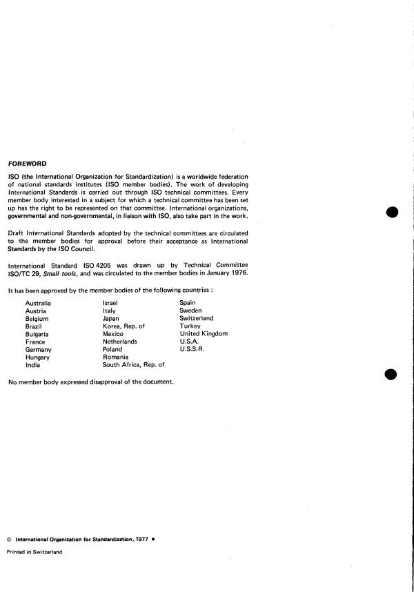 ISO 4205:1977 ISO 4205:1977 - Countersinks, 90 degrees, with parallel shanks and solid pilot - Page 2 preview
