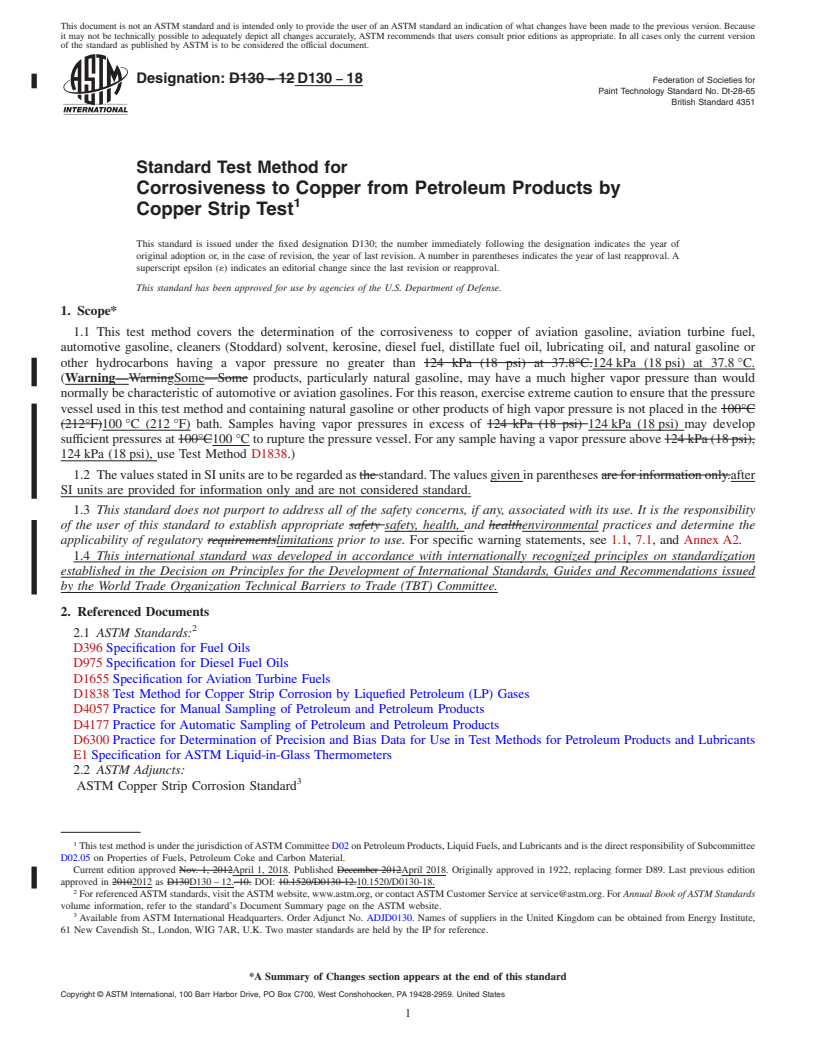 ASTM D130-18 - Standard Test Method for Corrosiveness to Copper