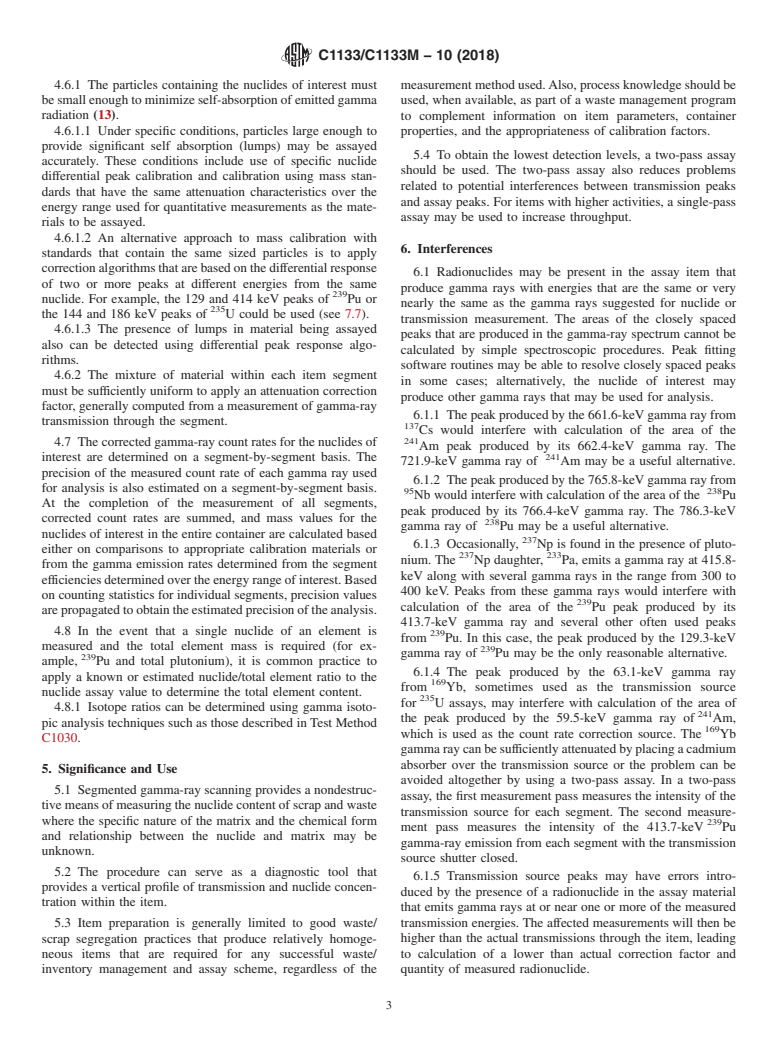 ASTM C1133/C1133M-10(2018) - Standard Test Method for  Nondestructive Assay of Special Nuclear Material in Low-Density Scrap and Waste by Segmented Passive Gamma-Ray Scanning