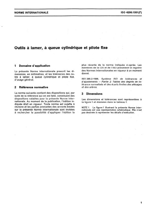 ISO 4206:1991 - Outils a lamer, a queue cylindrique et pilote fixe