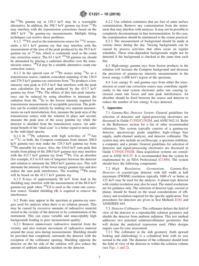 ASTM C1221-10(2018) - Standard Test Method for  Nondestructive Analysis of Special Nuclear Materials in Homogeneous  Solutions by Gamma-Ray Spectrometry