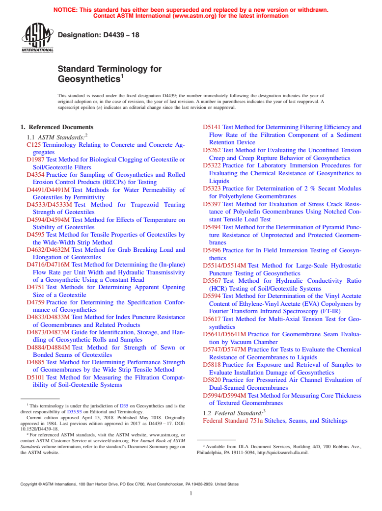 ASTM D4439-18 - Standard Terminology for Geosynthetics