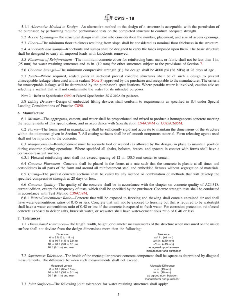 REDLINE ASTM C913-18 - Standard Specification for  Precast Concrete Water and Wastewater Structures