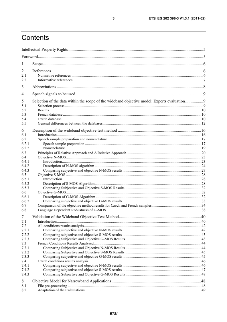 SIST-V ETSI/EG 202 396-3 V1.3.0:2011 eg_20239603v010301p - Speech and multimedia Transmission Quality (STQ); Speech Quality performance in the presence of background noise Part 3: Background noise transmission - Objective test methods - Page 3 preview