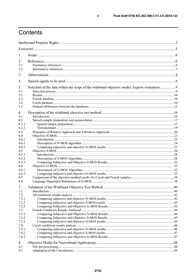 SIST-V ETSI/EG 202 396-3 V1.3.0:2011 eg_20239603v010300m - Speech and multimedia Transmission Quality (STQ); Speech Quality performance in the presence of background noise Part 3: Background noise transmission - Objective test methods - Page 3 preview