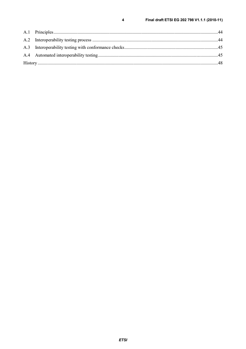 SIST-V ETSI/EG 202 798 V1.1.1:2011 eg_202798v010101m - Intelligent Transport Systems (ITS); Testing; Framework for conformance and interoperability testing - Page 4 preview