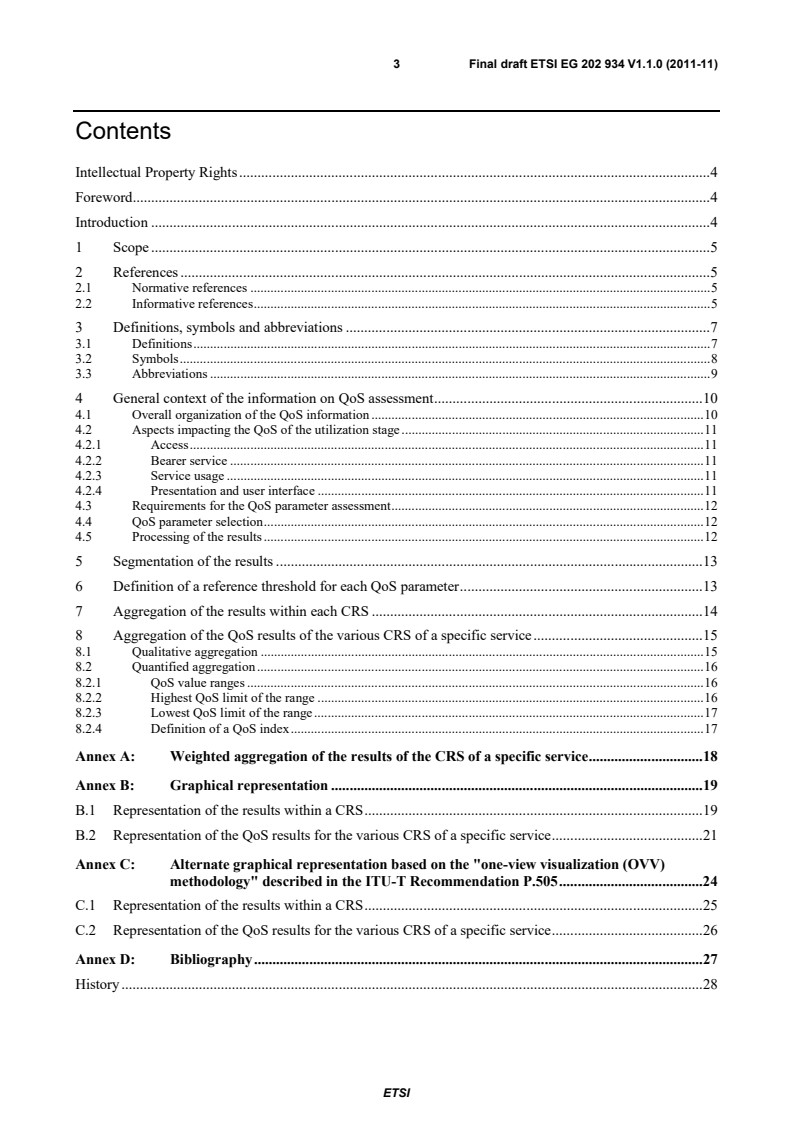 SIST-V ETSI/EG 202 934:2013 eg_202934v010100m - User Group; The assessment of the overall Quality of Services (QoS) as perceived by the users; Definition of QoS indexes for all the customer relationship stages - Page 3 preview