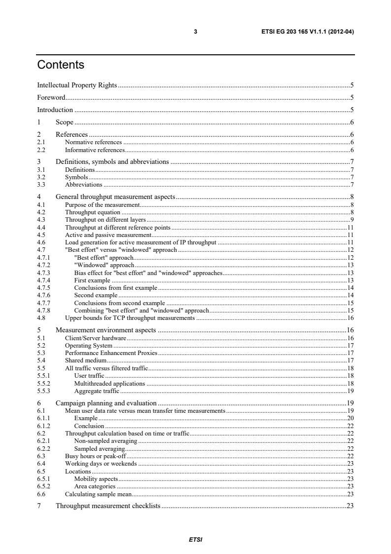 kSIST-V ETSI/prEG 203 165 V1.1.1:2012 eg_203165v010101p - Speech and multimedia Transmission Quality (STQ); Throughput Measurement Guidelines - Page 3 preview
