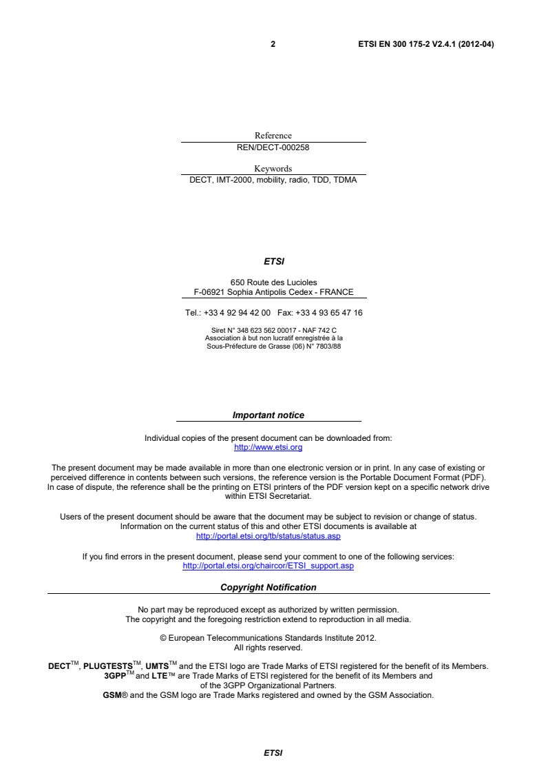 en_30017502v020401p - Digital Enhanced Cordless Telecommunications (DECT); Common Interface (CI); Part 2: Physical Layer (PHL)