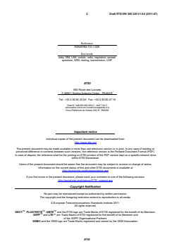 SIST EN 300 328 V1.8.1:2012 en_300328v010800c - Electromagnetic compatibility and Radio spectrum Matters (ERM); Wideband transmission systems; Data transmission equipment operating in the 2,4 GHz ISM band and using wide band modulation techniques; Harmonized EN covering the essential requirements of article 3.2 of the R&TTE Directive - Page 2 preview