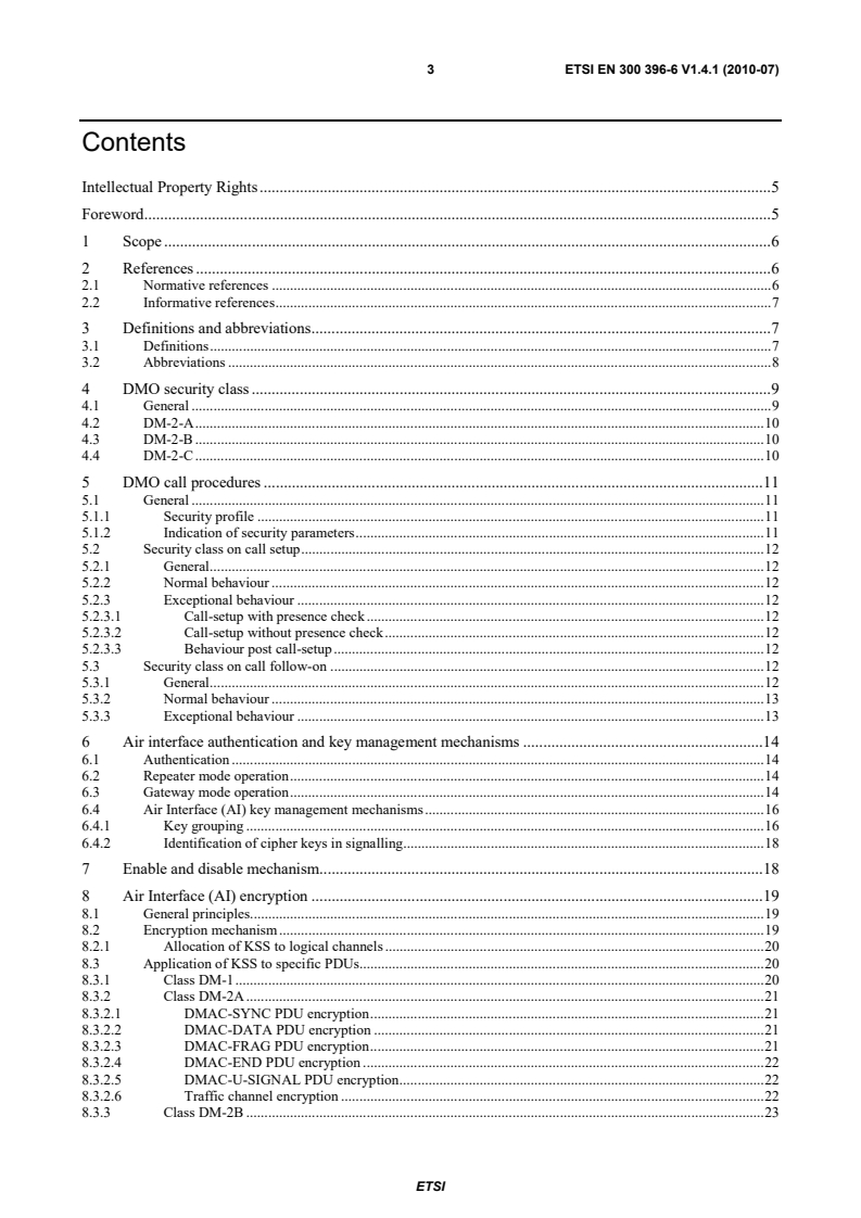 SIST EN 300 396-6 V1.4.1:2010 ETSI EN 300 396-6 V1.4.1 (2010-07) - Terrestrial Trunked Radio (TETRA); Direct Mode Operation (DMO); Part 6: Security - Page 3 preview
