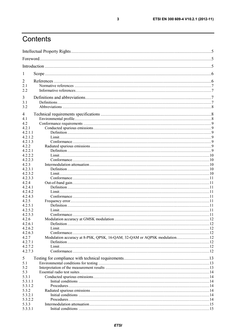 SIST EN 300 609-4 V10.2.1:2013 ETSI EN 300 609-4 V10.2.1 (2012-11) - Global System for Mobile communications (GSM); Part 4: Harmonized EN for GSM Repeaters covering the essential requirements of article 3.2 of the R&TTE Directive - Page 3 preview