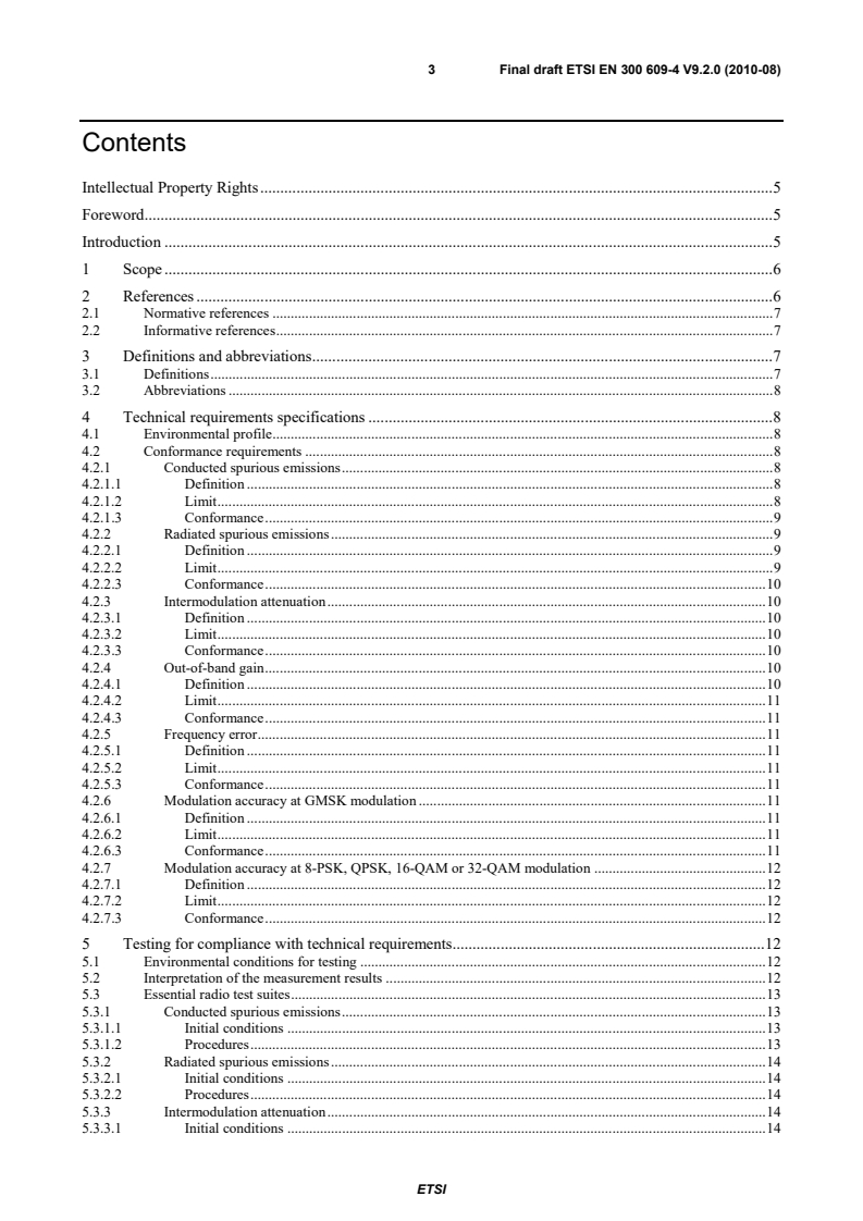 SIST EN 300 609-4 V9.2.1:2010 ETSI EN 300 609-4 V9.2.0 (2010-08) - Global System for Mobile communications (GSM); Part 4: Harmonized EN for GSM Repeaters covering the essential requirements of article 3.2 of the R&TTE Directive - Page 3 preview