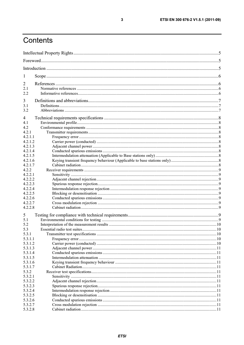 SIST EN 300 676-2 V1.5.1:2011 en_30067602v010501p - Ground-based VHF hand-held, mobile and fixed radio transmitters, receivers and transceivers for the VHF aeronautical mobile service using amplitude modulation; Part 2: Harmonized EN covering essential requirements of article 3.2 of the R&TTE Directive - Page 3 preview