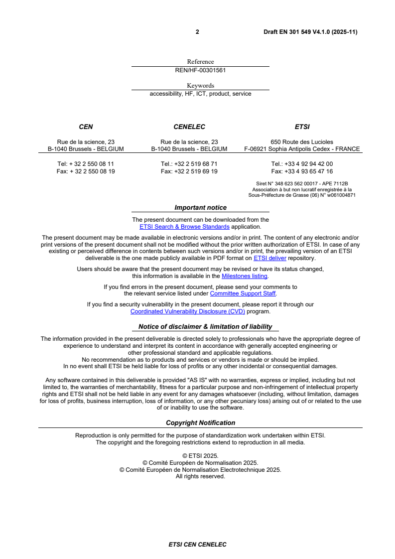 ETSI EN 301 549 V4.1.0 (2025-11) - Accessibility requirements for ICT products and services Version 4.1.1 EN 301549