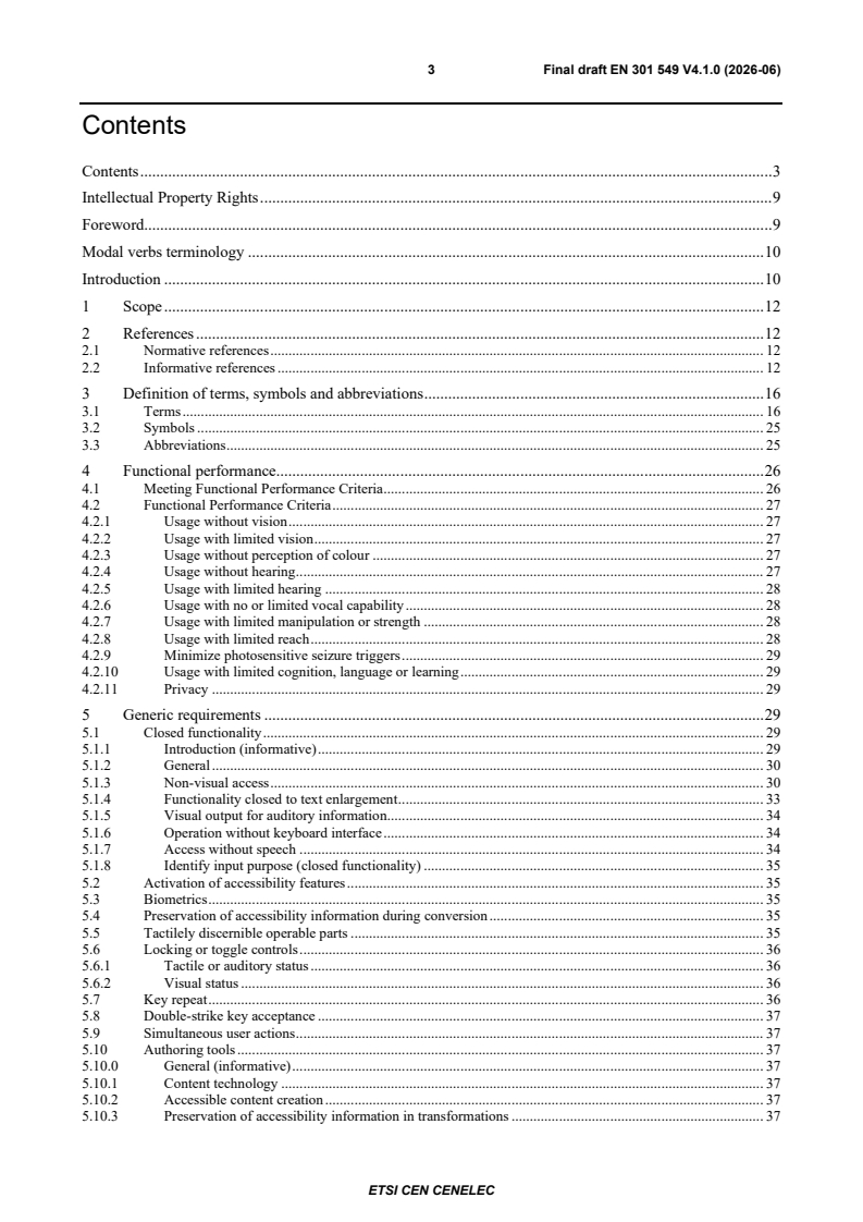 SIST EN 301 549 V4.1.1:2026 ETSI EN 301 549 V4.1.0 (2026-06) - Accessibility requirements for ICT products and services - Page 3 preview