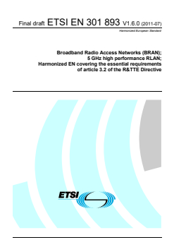 en_301893v010600o - Broadband Radio Access Networks (BRAN); 5 GHz high performance RLAN; Harmonized EN covering the essential requirements of article 3.2 of the R&TTE Directive - Page 1 preview